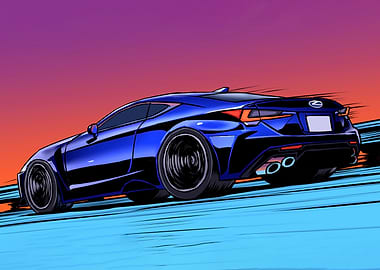 Blue Lexus RC F Illustration