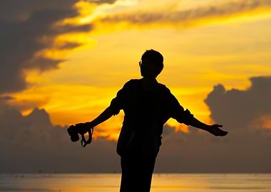 Silhouette at Sunset with Camera