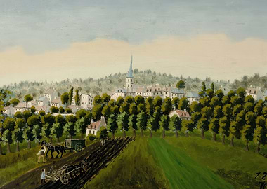 Naive Painting of a Rural Village, henri rousseau painting