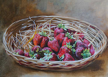 Strawberries in a Basket Painting