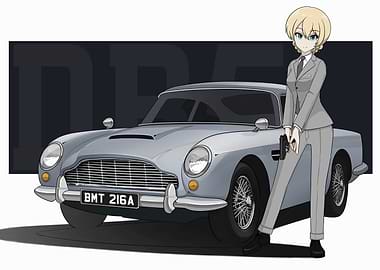 Anime Girl with Classic Car