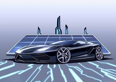 Sleek Black Sports Car Illustration