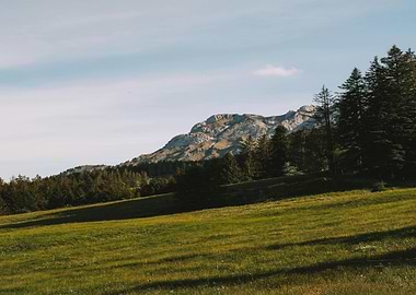 Mountain Landscape with Green Meadow