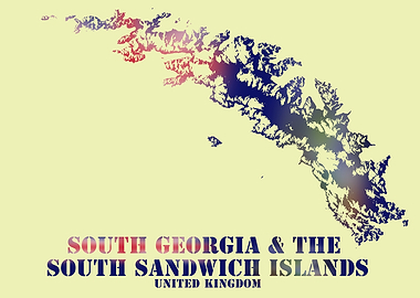 South Georgia South Sandwich Islands UK Topographic Contour Map blending terrain features into colorful flag