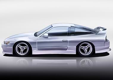 Silver Nissan 240SX Side View