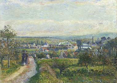 Impressionist Village Landscape Painting