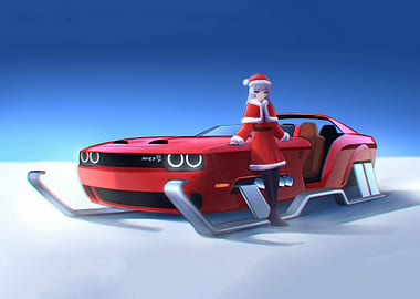 Anime Girl with Christmas Car Sled