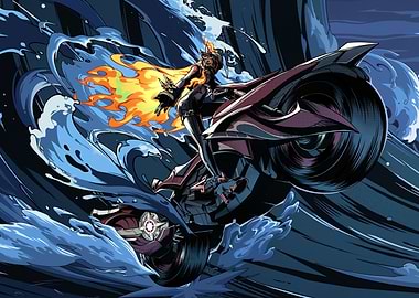 Motorcycle Rider in Ocean Waves