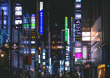 neon signs in a japanese city