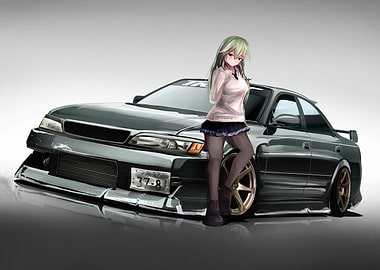 Anime Girl with Modified Car