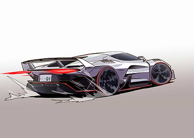 Sleek White Sports Car Illustration