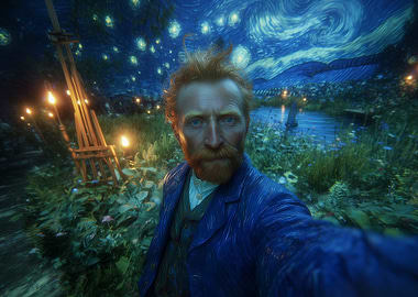 Van Gogh Selfie in Starry Night