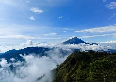 Mountain Peak View with Clouds