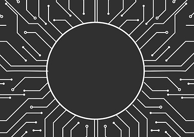 Circuit Board Black and White Graphic