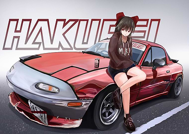 Anime Girl with Red Miata