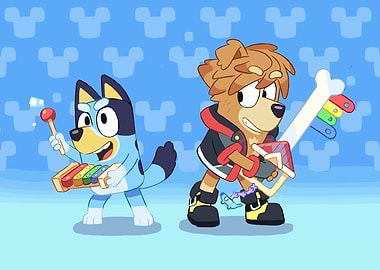 Bluey and Kingdom Hearts Dog Crossover