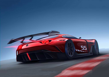 Red Race Car on Track