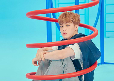 jimin in a colorful setting