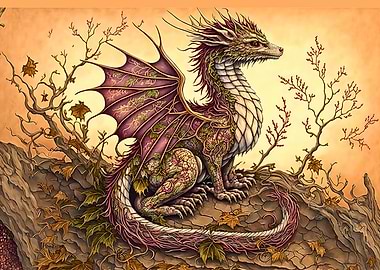 Dragon with Autumnal Foliage