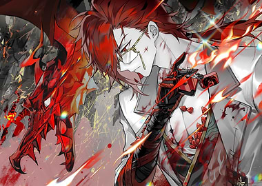 Red-haired man with dragon digital art