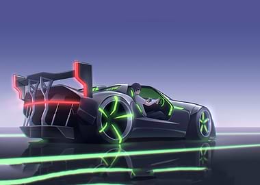 Futuristic Car with Driver