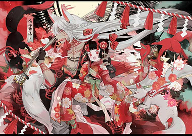 Anime Girl with Fox Spirit Companion