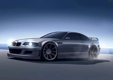 Silver BMW M3 E46 Illustration
