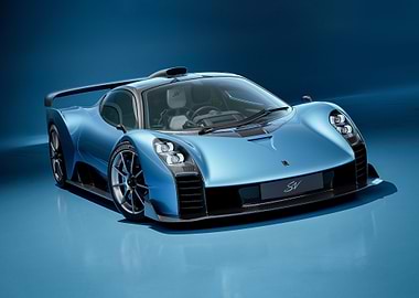 Light Blue Supercar Studio Shot