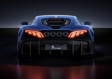 Blue Vittori Sports Car Rear View