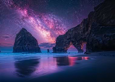 Coastal Archway Under Milky Way
