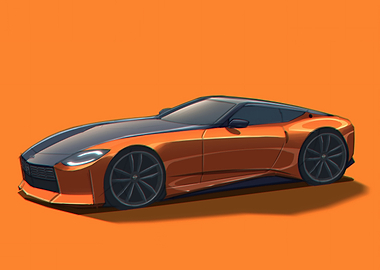 Orange and Black Sports Car Illustration