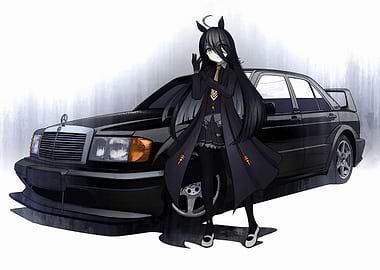 Anime Girl with Black Benz