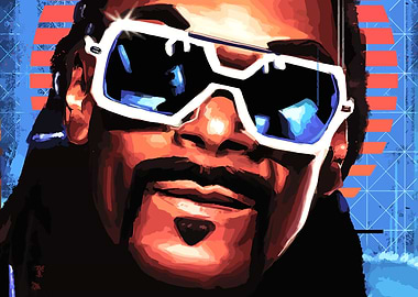 Snoop Dogg Portrait with Retro Background