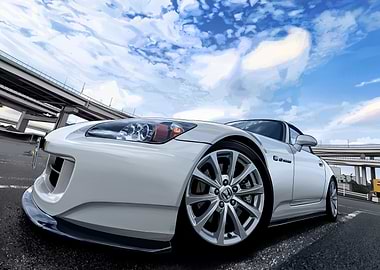 White Honda S2000 under cloudy sky