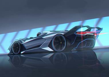 Sleek Futuristic Race Car Illustration