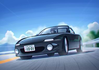 Black Mazda MX-5 on Open Road
