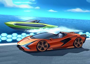 Futuristic Car and Boat Race