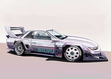Nissan Silvia Racing Car Illustration