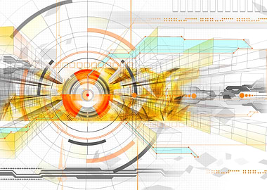 Abstract Futuristic Technology Background with Geometric Shapes