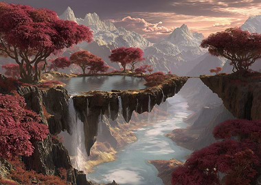 Fantasy Landscape with Floating Islands