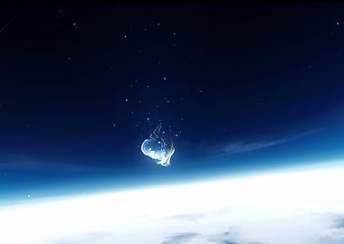 Anime Girl Falling Through Space