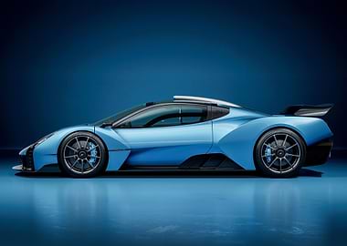 Blue Supercar Side View