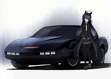 Anime Girl with Knight Rider Car