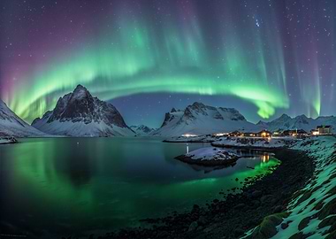 Aurora Borealis over Lofoten Islands, Norway