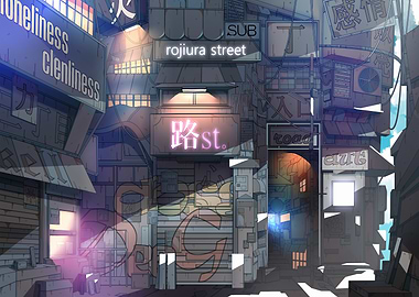 Rojiura Street Anime Style Cityscape
