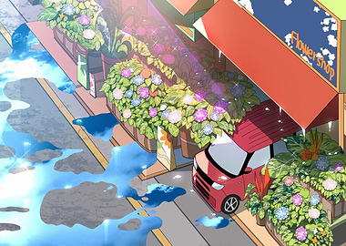 Flower shop after the rain