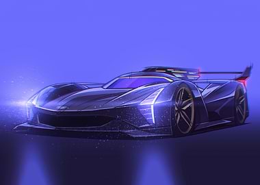 Sleek Futuristic Race Car Illustration