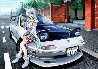 Anime Girl with Car