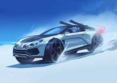 Anime Girl Driving Alpine Sports Car