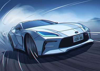 Toyota GR86 drifting digital art